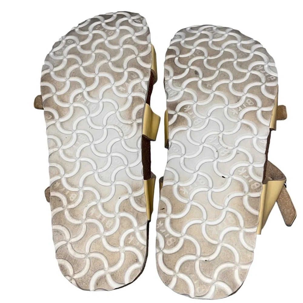 Birkenstock Birki’s Franca Popcorn Yellow Nubuck Leather Sandals size 8 narrow